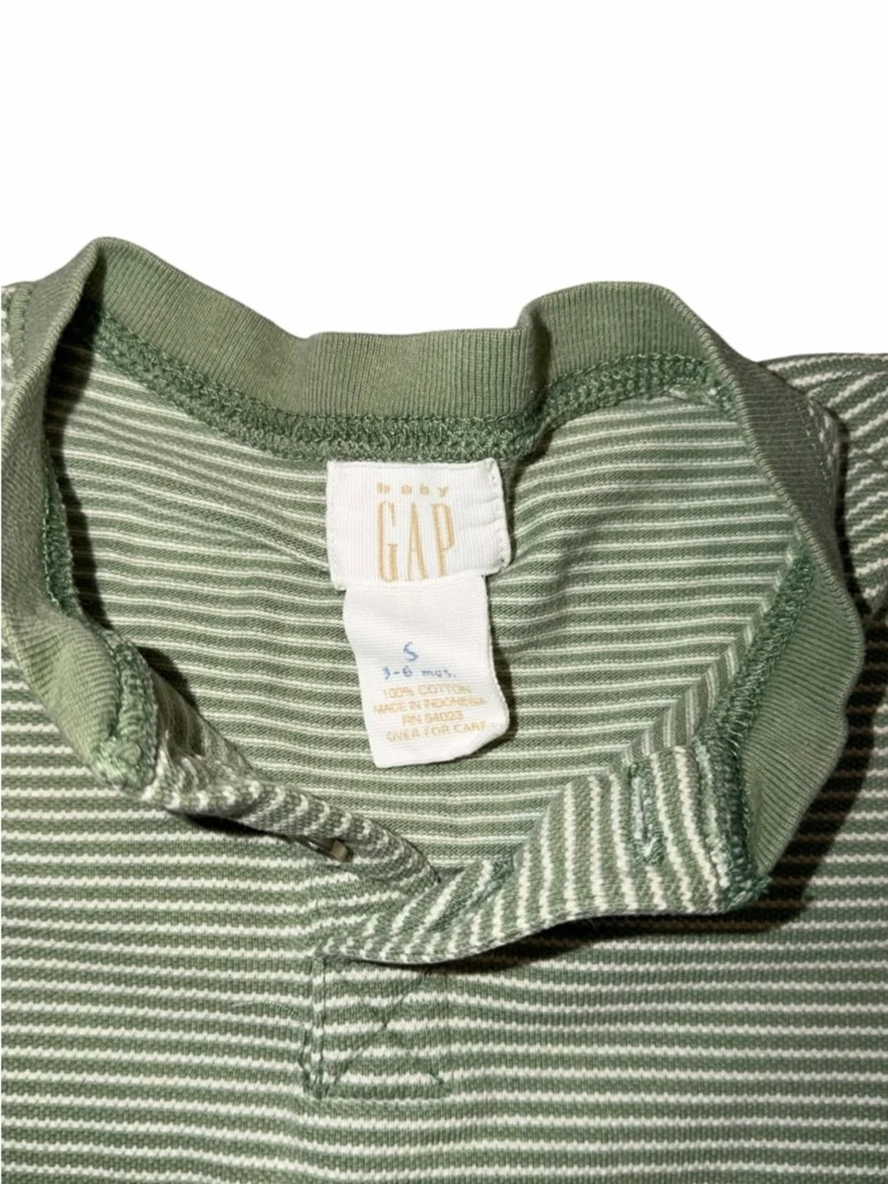 Baby Gap Green Stripe Cotton Onesie Shortie - Size 3-6 Mo